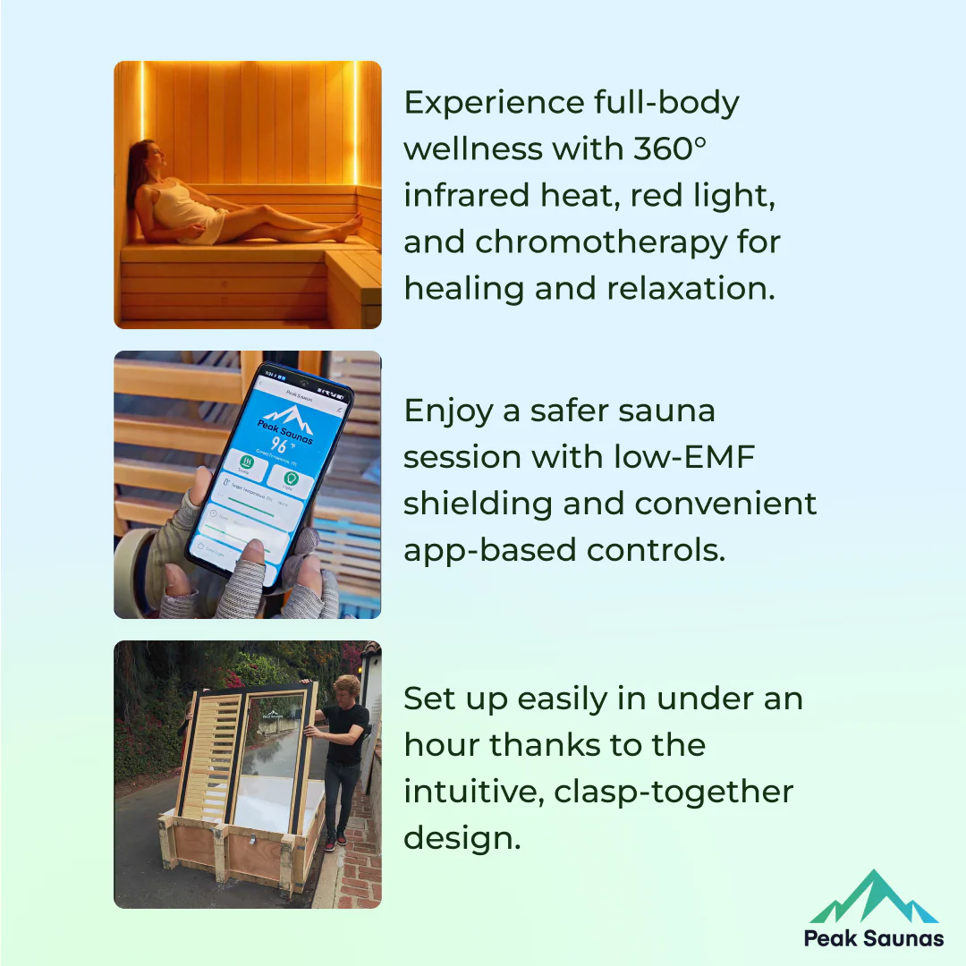 Denali 3-Person Full Spectrum Infrared Sauna with Full-Body Medical-Grade Red Light Therapy & Smart WiFi App Control - Image 11