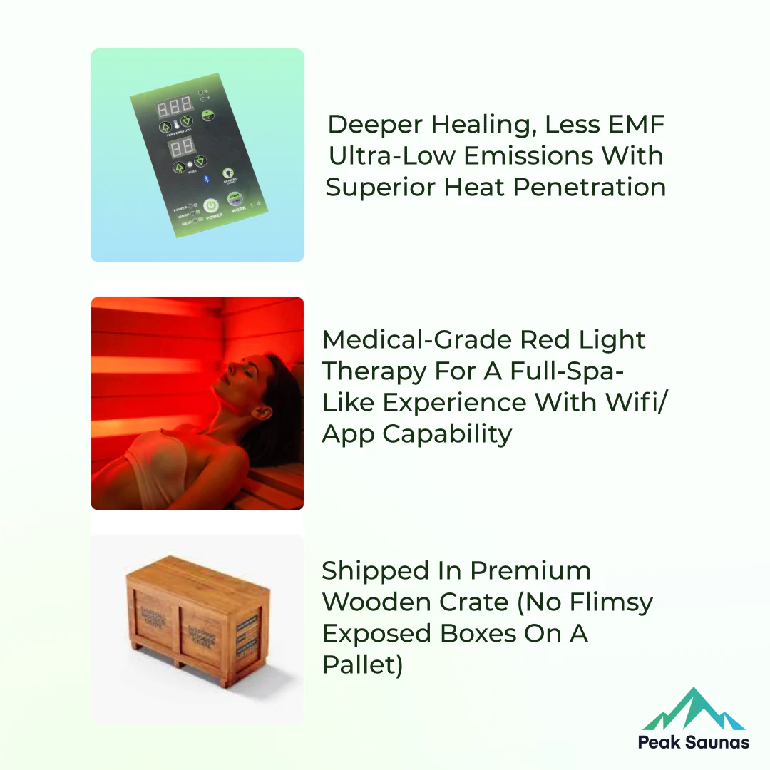 Everest 2-Person Full Spectrum Infrared Sauna with Full-Body Medical-Grade Red Light Therapy & Smart WiFi App Control - Image 9