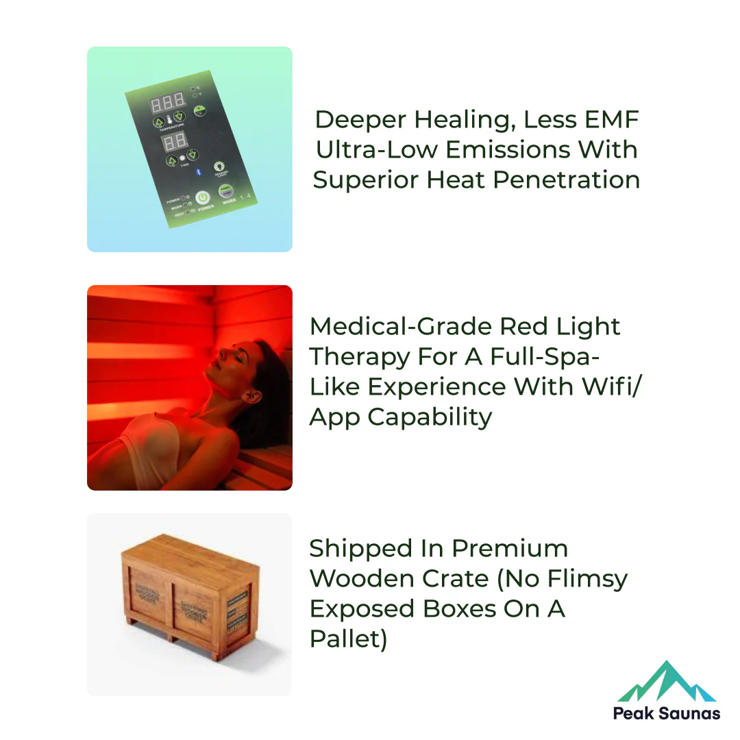 Fuji 2-Person Full Spectrum Infrared Sauna with Full-Body Medical-Grade Red Light Therapy & Smart WiFi App Control - Image 12