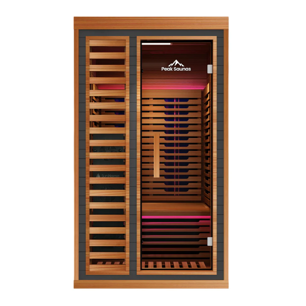 Rainier 1-Person Full Spectrum Infrared Sauna with Full-Body Medical-Grade Red Light Therapy & Smart WiFi App Control